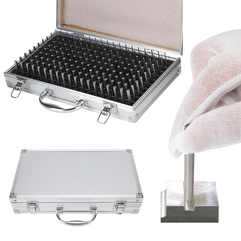 Everkeen 190pc Precision Pin Gauge Set (0.061-0.250"), Complete Go No Go Pin Gauge Master Kit for Machinists, Hardened Steel Measuring Tools with Aluminum Case - Image 1